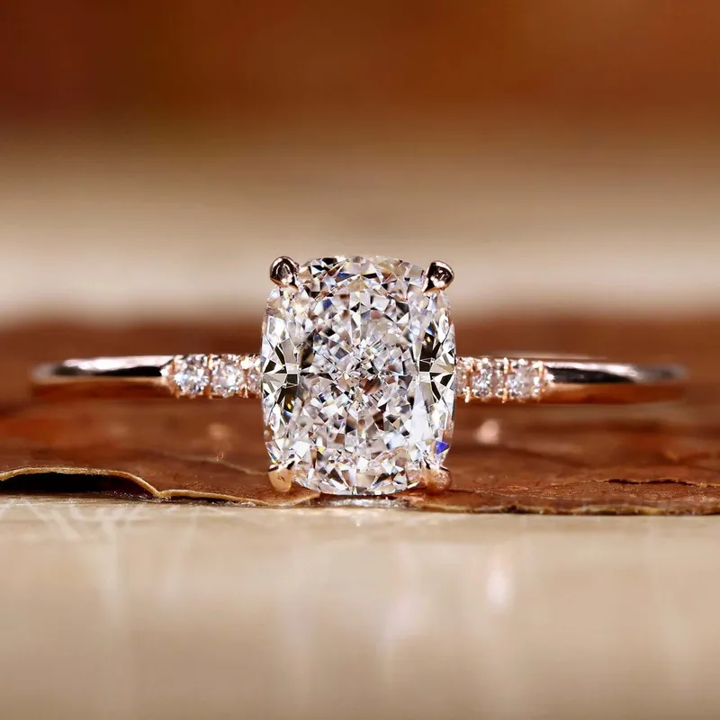 Hidden Halo Cushion Cut Lab Grown Diamond Engagement Ring cushion cut engagement ring
