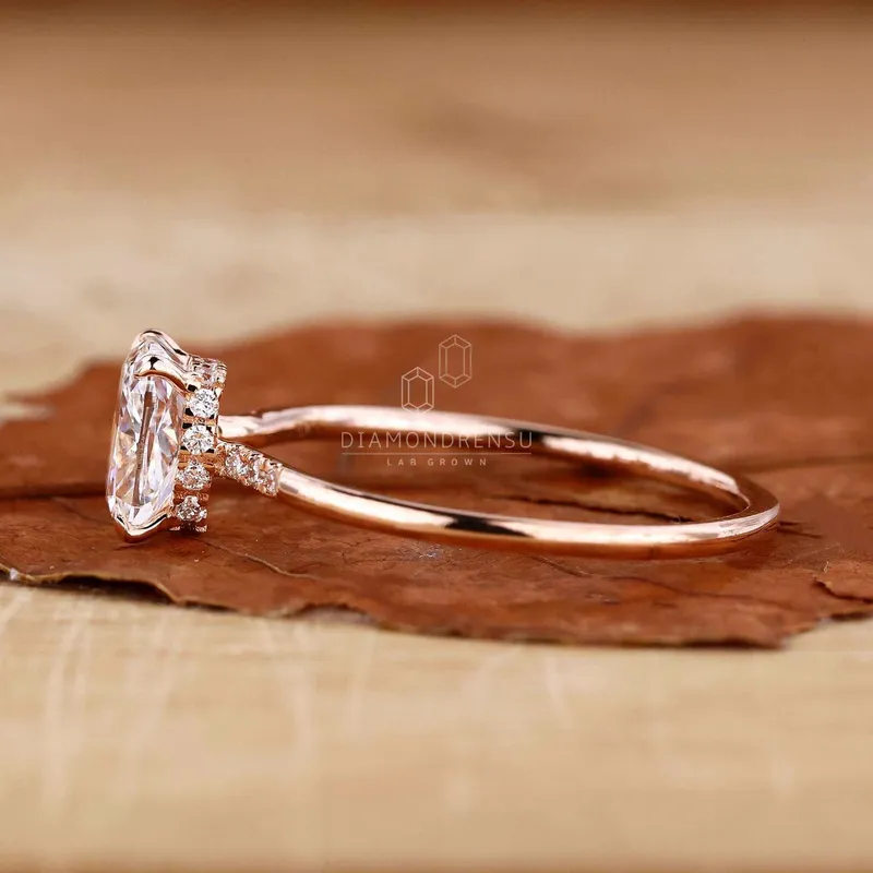 Hidden Halo Cushion Cut Lab Grown Diamond Engagement Ring view 2