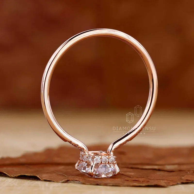 Hidden Halo Cushion Cut Lab Grown Diamond Engagement Ring view 4