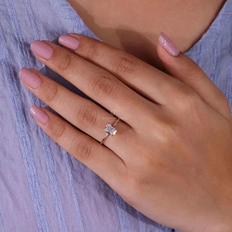 Hidden Halo Cushion Cut Lab Grown Diamond Engagement Ring view 5