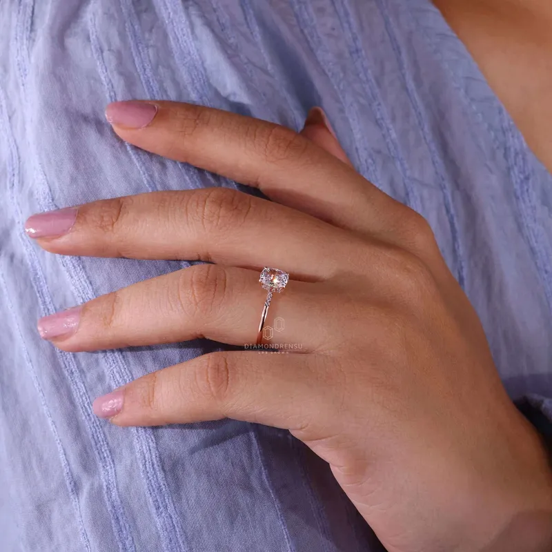 Hidden Halo Cushion Cut Lab Grown Diamond Engagement Ring view 7