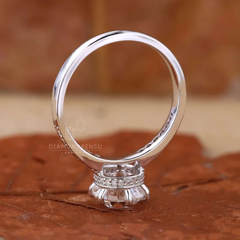Hidden Halo Engagement Ring with Old European Cut Lab Created Diamond vy 6