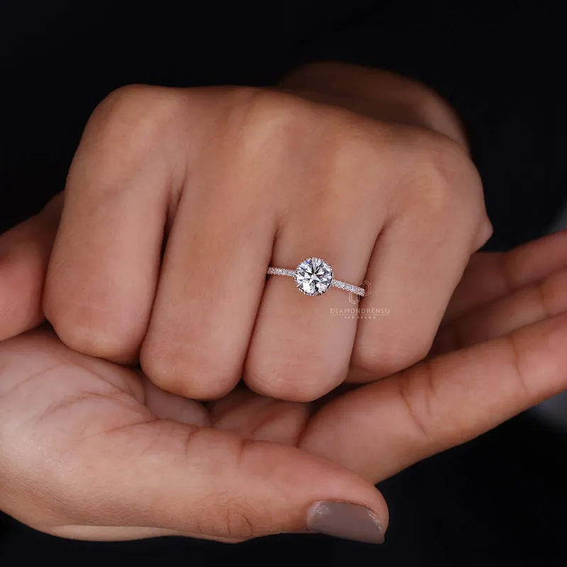 Hidden Halo Engagement Ring with Round Cut Diamond vy 7