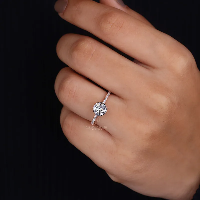 Hidden Halo Engagement Ring with Round Cut Diamond vy 5