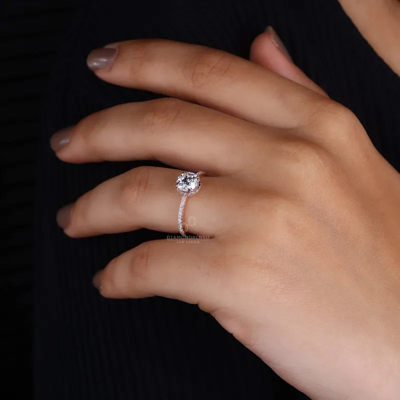 Hidden Halo Engagement Ring with Round Cut Diamond vy 8