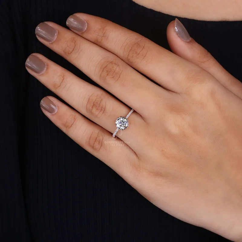 Hidden Halo Engagement Ring with Round Cut Diamond vy 6