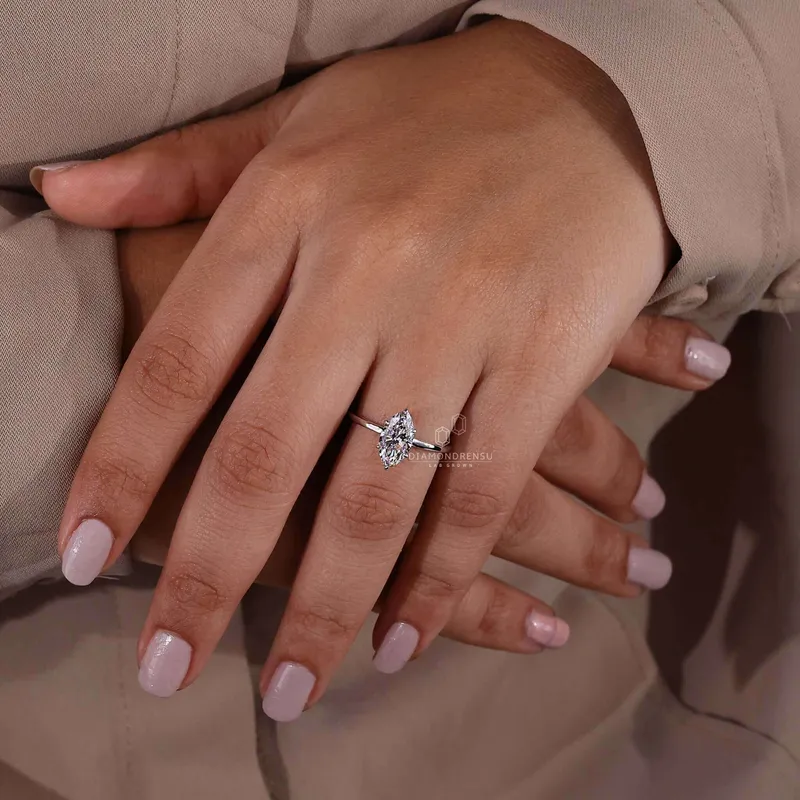 Hidden Halo Marquise Engagement Ring view 4