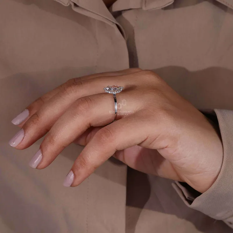 Hidden Halo Marquise Engagement Ring view 8