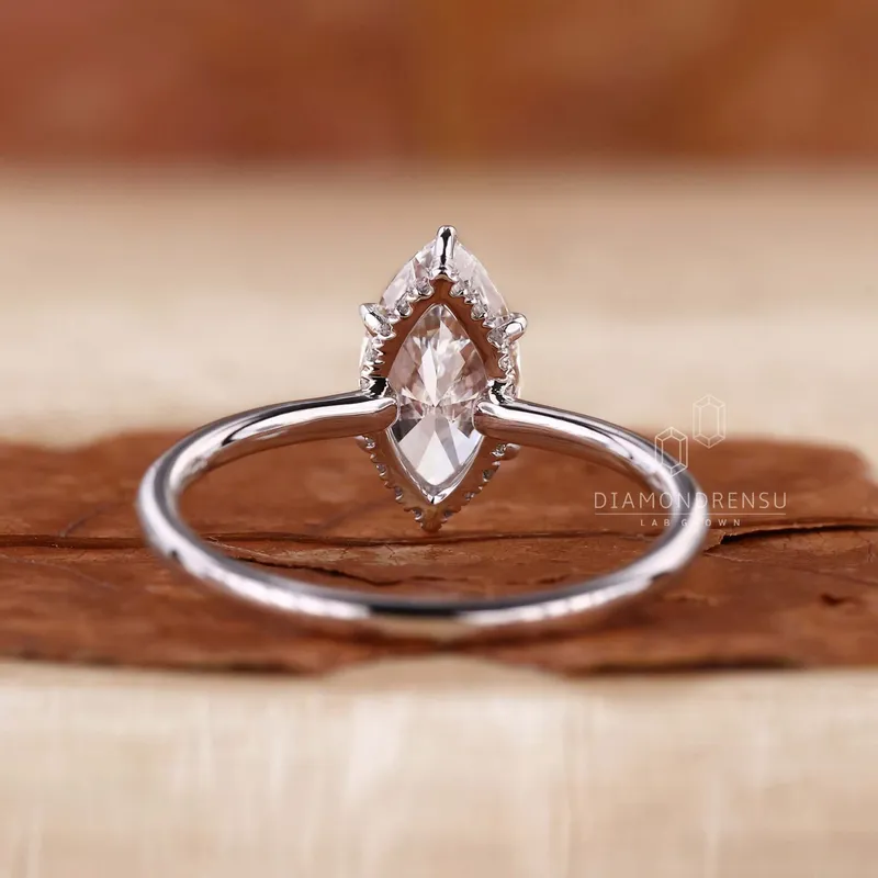 Hidden Halo Marquise Engagement Ring view 6