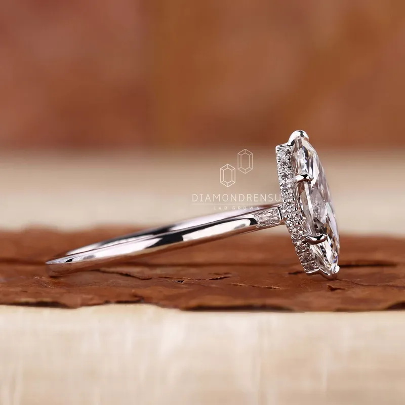 Hidden Halo Marquise Engagement Ring view 3
