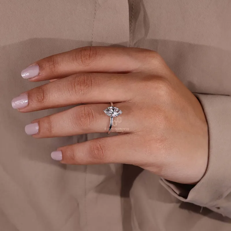 Hidden Halo Marquise Engagement Ring view 2