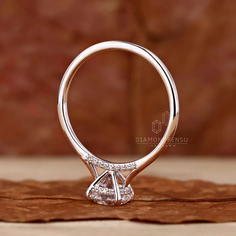 Hidden Halo Ring, Round Brilliant Cut Lab Grown Diamond Ring view 6