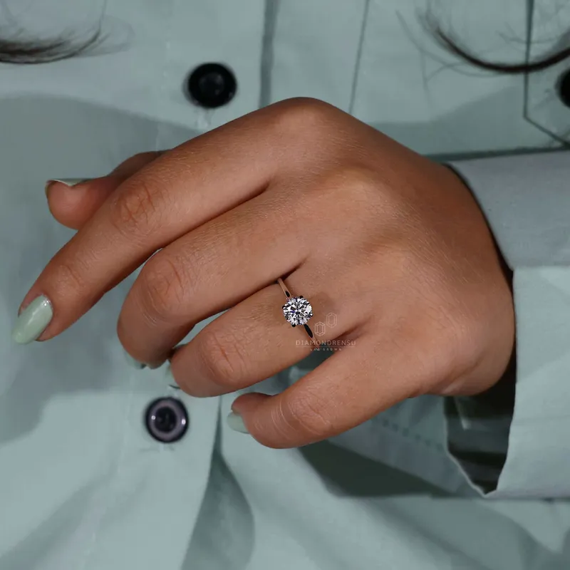 Hidden Halo Ring, Round Brilliant Cut Lab Grown Diamond Ring view 2