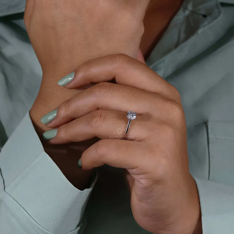 Hidden Halo Ring, Round Brilliant Cut Lab Grown Diamond Ring view 8