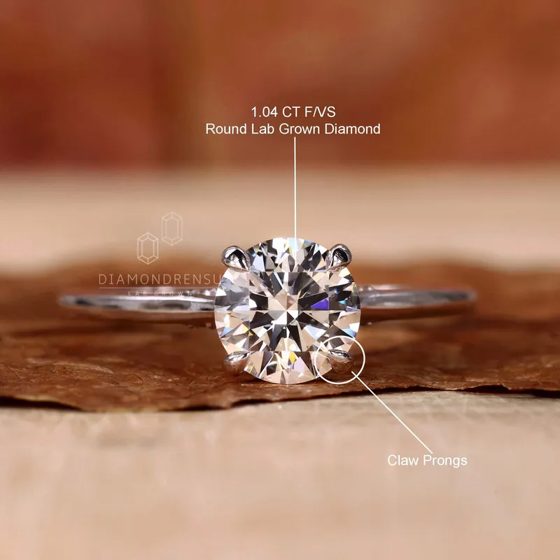 Hidden Halo Ring, Round Brilliant Cut Lab Grown Diamond Ring view 9