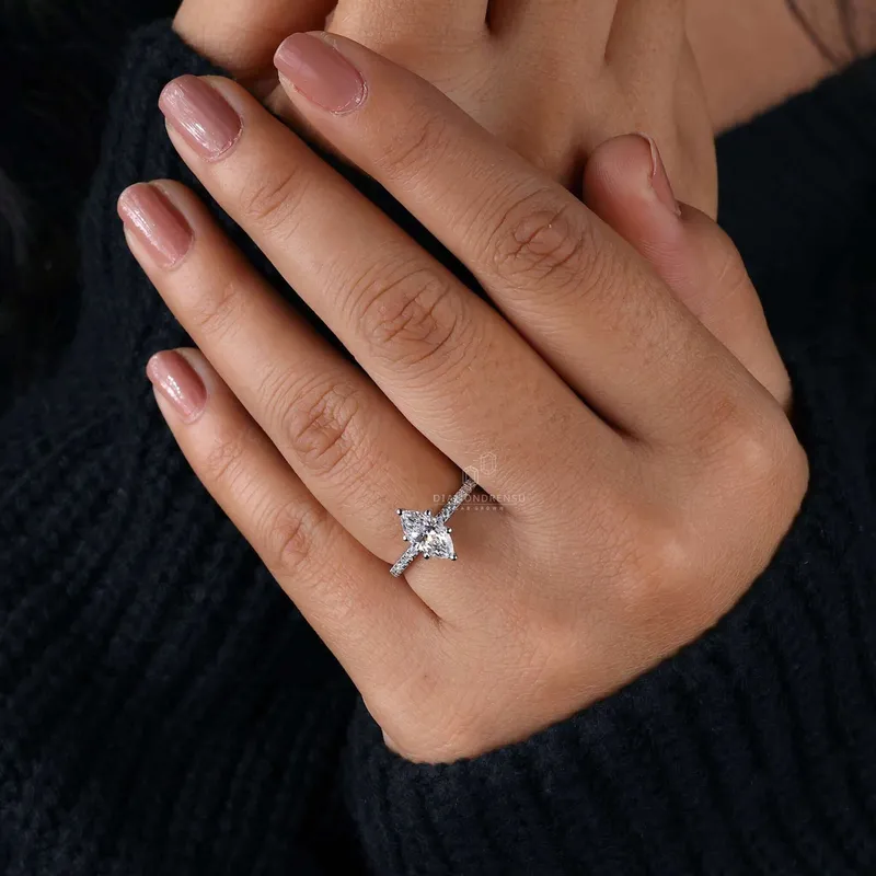 IGI Certified 1.0 CT Marquise Cut Lab Grown Diamond Pave Engagement Ring vy 2