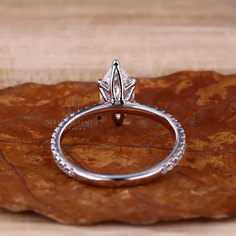 IGI Certified 1.0 CT Marquise Cut Lab Grown Diamond Pave Engagement Ring vy 7