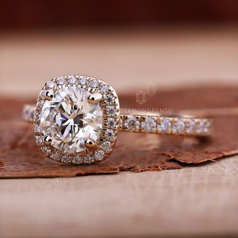 IGI Certified 1.06 CT Round Lab Grown Diamond Halo Engagement Ring vy 4