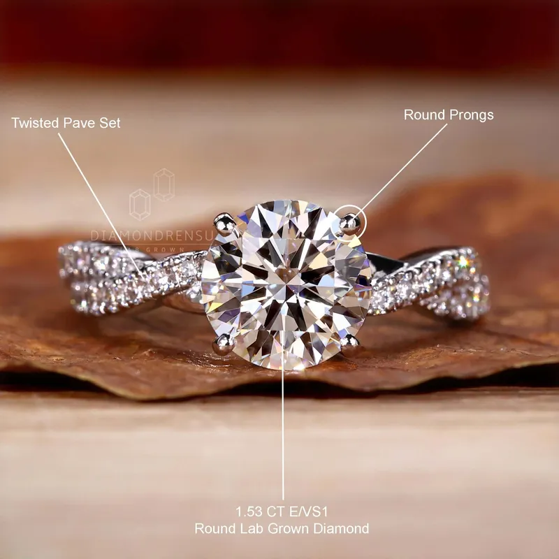 IGI Certified 1.50 CT Round Lab Grown Diamond Engagement Ring view 9