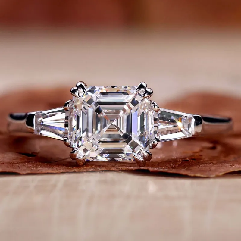 IGI Certified Asscher Cut Lab Grown Diamond Engagement Ring for Her engagement ring