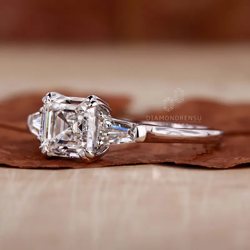 IGI Certified Asscher Cut Lab Grown Diamond Engagement Ring for Her view 6