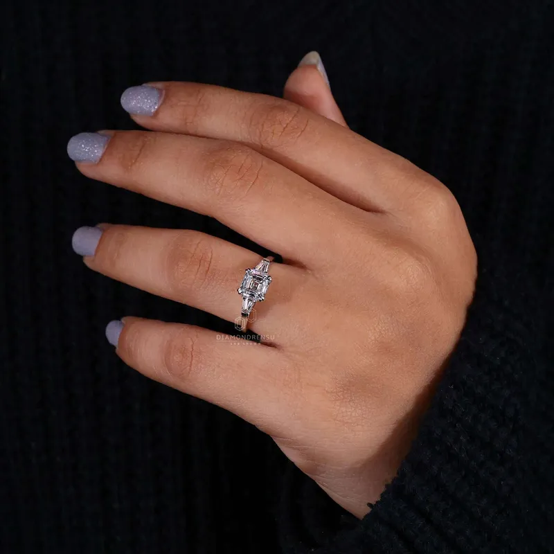 IGI Certified Asscher Cut Lab Grown Diamond Engagement Ring for Her view 4