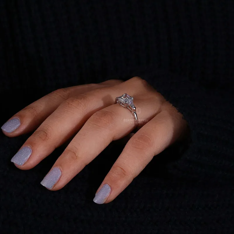 IGI Certified Asscher Cut Lab Grown Diamond Engagement Ring for Her view 7