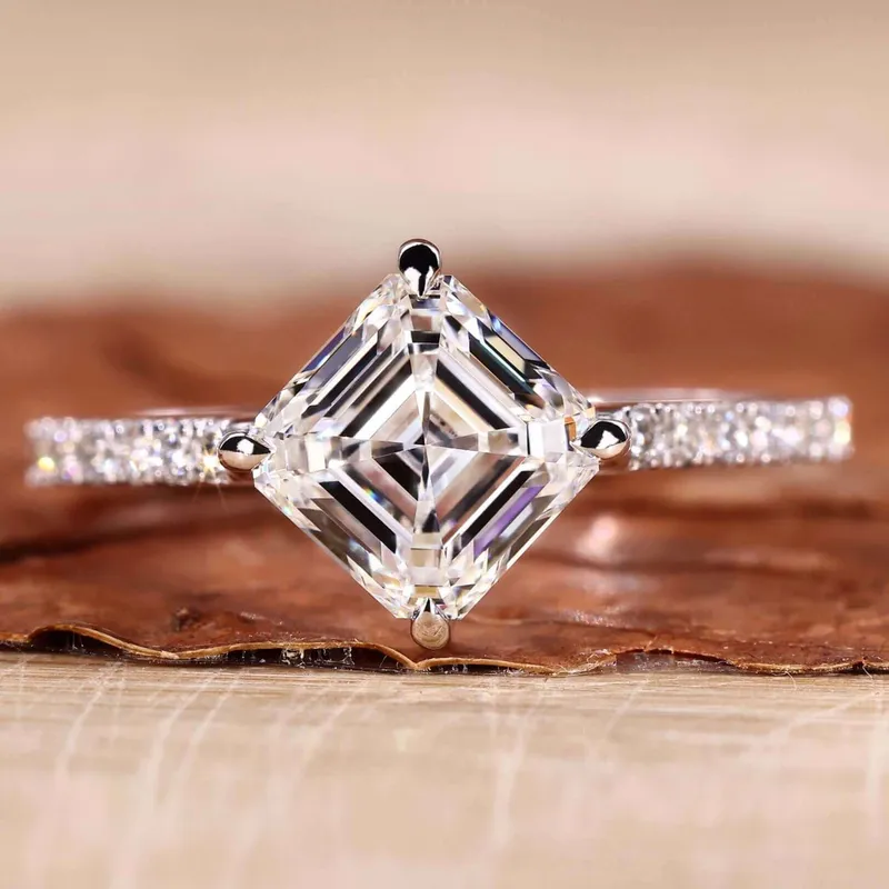IGI Certified Asscher Cut Lab Grown Diamond Engagement Ring for Women engagement ring
