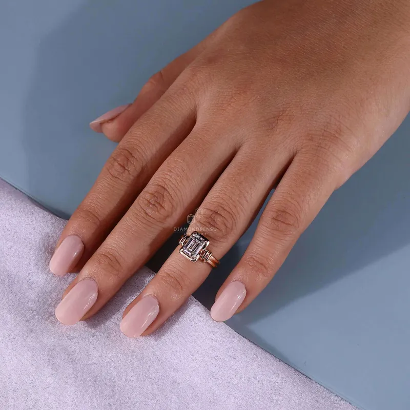 IGI Certified Emerald Cut Lab Grown Diamond Solitaire Engagement Ring view 7