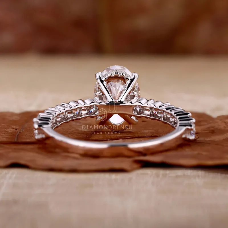IGI Certified Oval Lab Grown Diamond Engagement Ring with Hidden Halo view 5