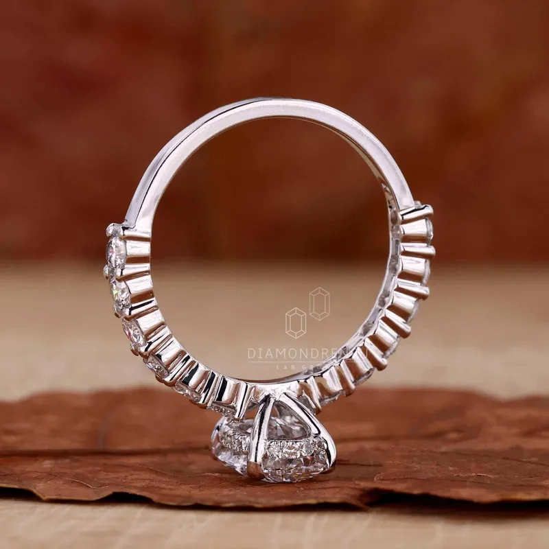 IGI Certified Oval Lab Grown Diamond Engagement Ring with Hidden Halo view 6