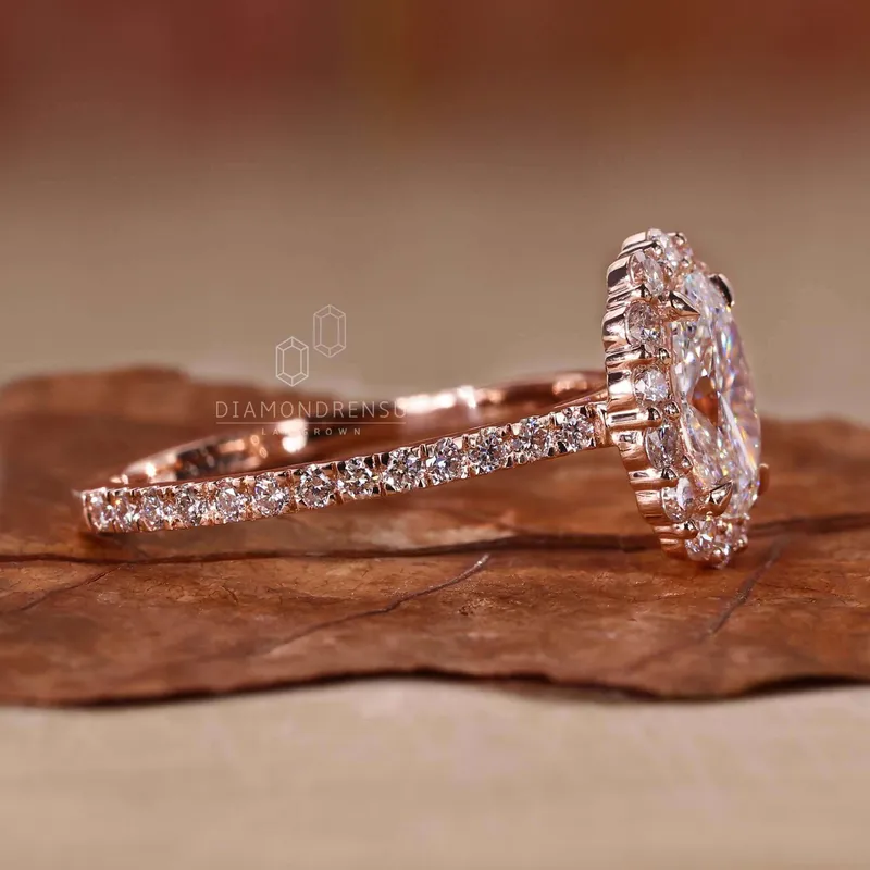 IGI Certified Oval Lab Grown Diamond Halo Engagement Ring for Women vy 3