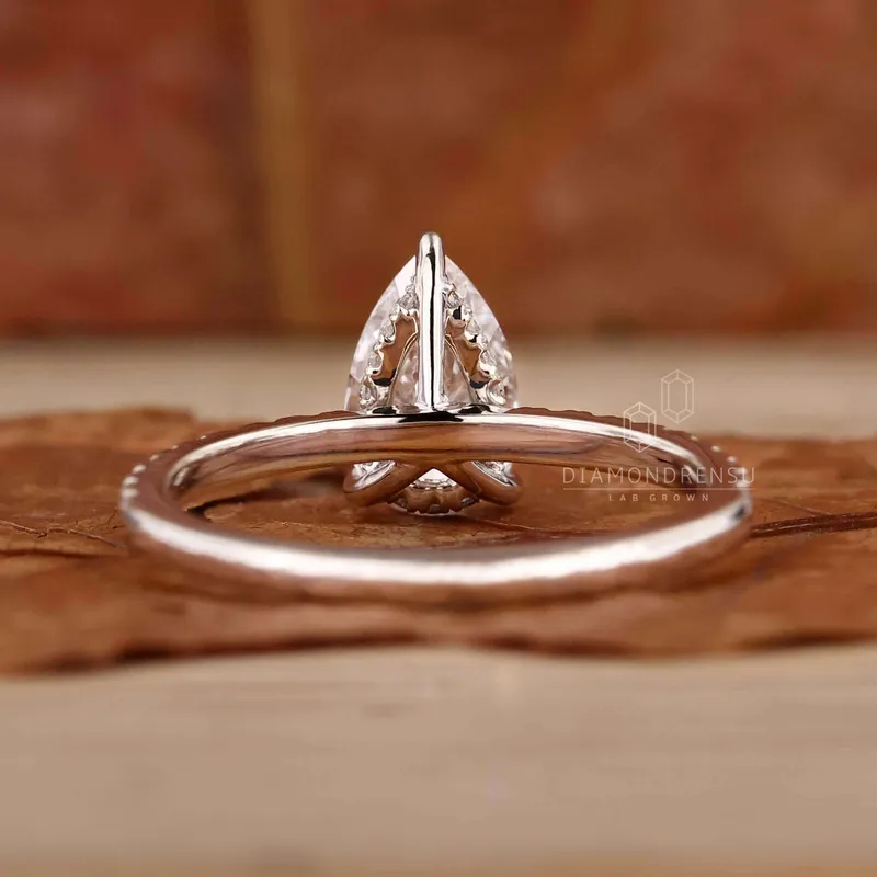 IGI Certified Pear Cut Diamond Ring, Lab Grown Diamond Engagement Ring view 5