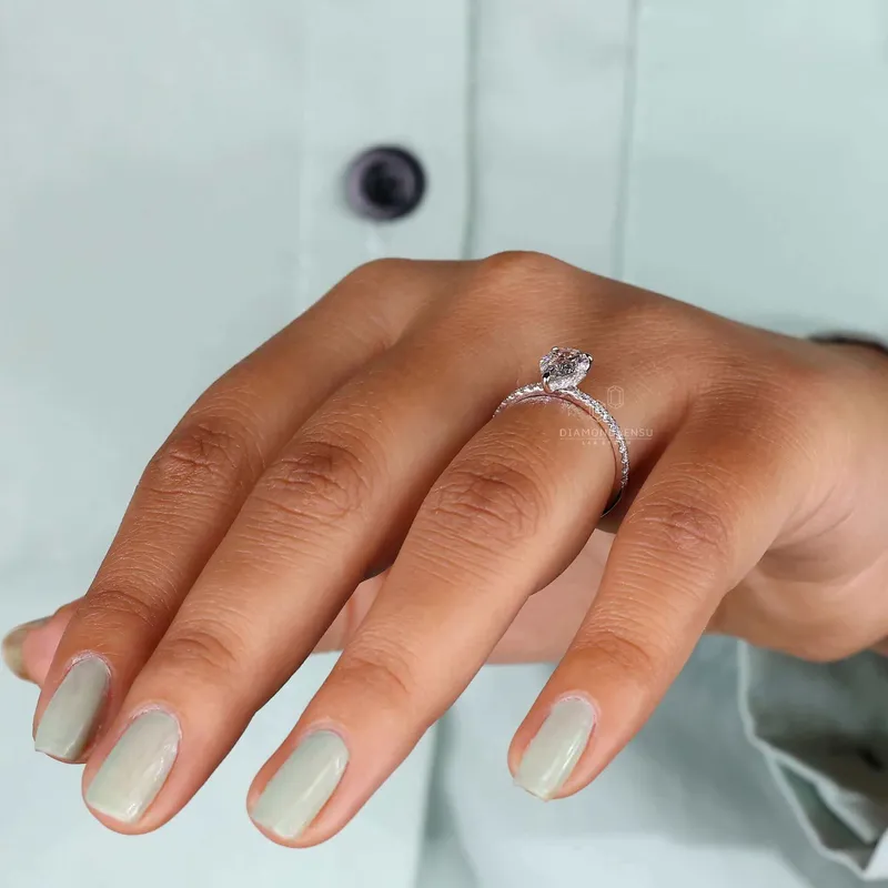 IGI Certified Pear Cut Diamond Ring, Lab Grown Diamond Engagement Ring view 8