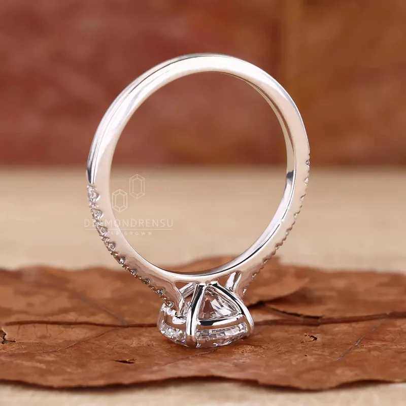 IGI Certified Round Lab Created Diamond Pave Engagement Ring For Women vy 6