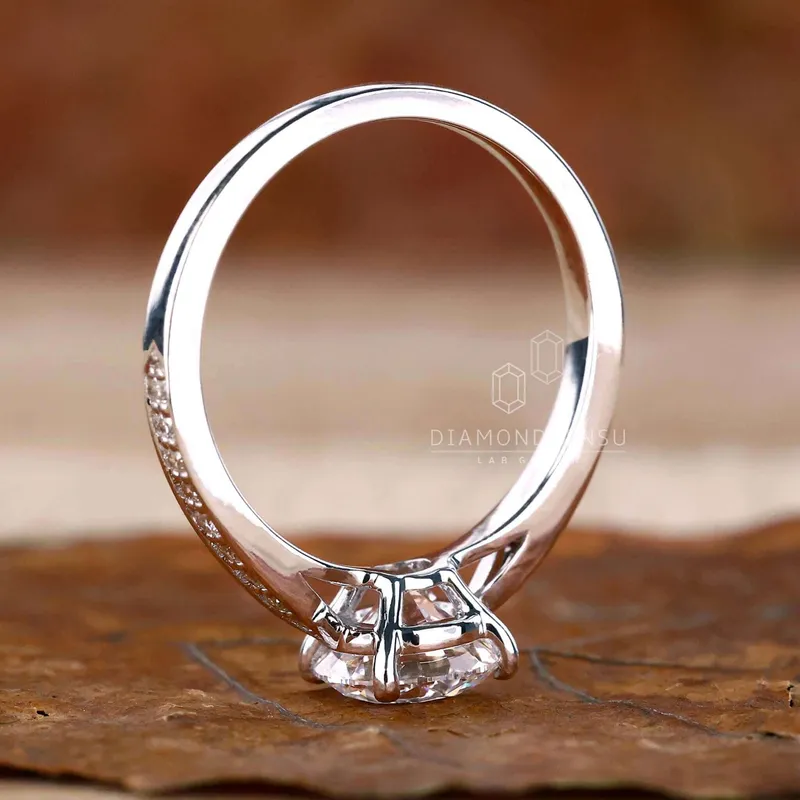 IGI Certified Round Lab Grown Diamond Pave Engagement Ring for Women vy 7