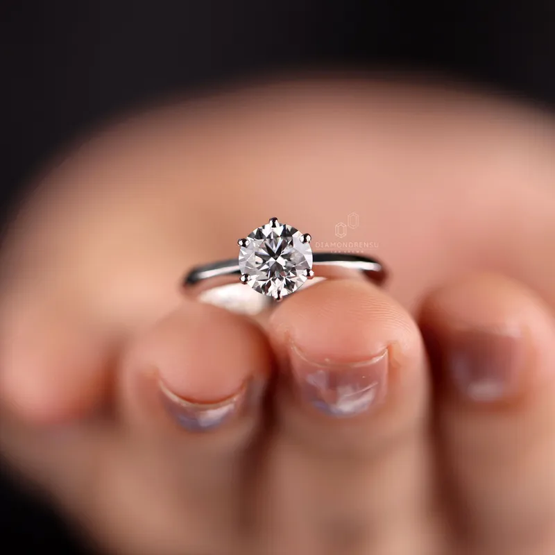 Lab Diamond Ring, 1.01 CT Round Brilliant Cut E/VVS Diamond Solitaire Engagement Ring, Knife Edge Ring vy 2