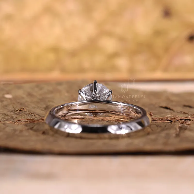 Lab Diamond Ring, 1.01 CT Round Brilliant Cut E/VVS Diamond Solitaire Engagement Ring, Knife Edge Ring vy 7