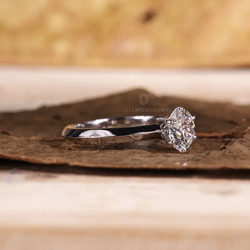Lab Diamond Ring, 1.01 CT Round Brilliant Cut E/VVS Diamond Solitaire Engagement Ring, Knife Edge Ring vy 5