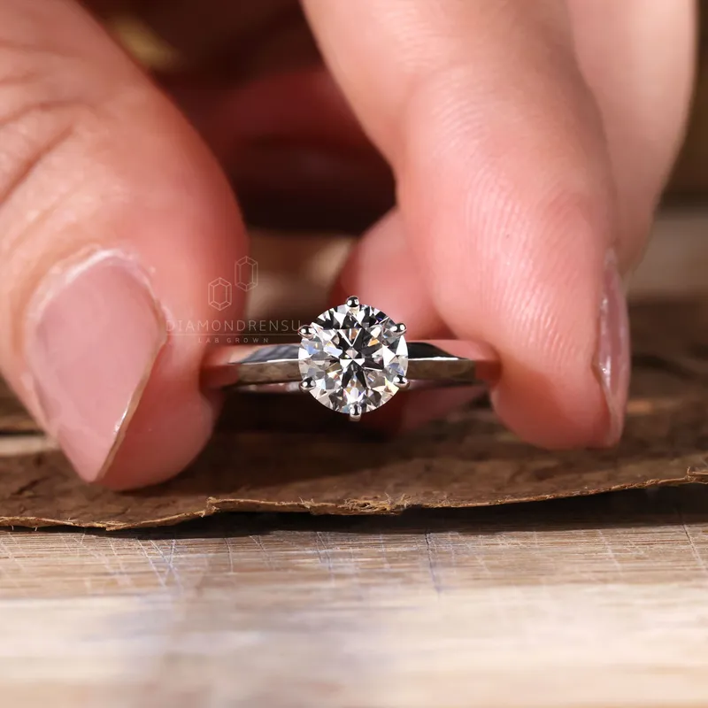 Lab Diamond Ring, 1.01 CT Round Brilliant Cut E/VVS Diamond Solitaire Engagement Ring, Knife Edge Ring vy 4