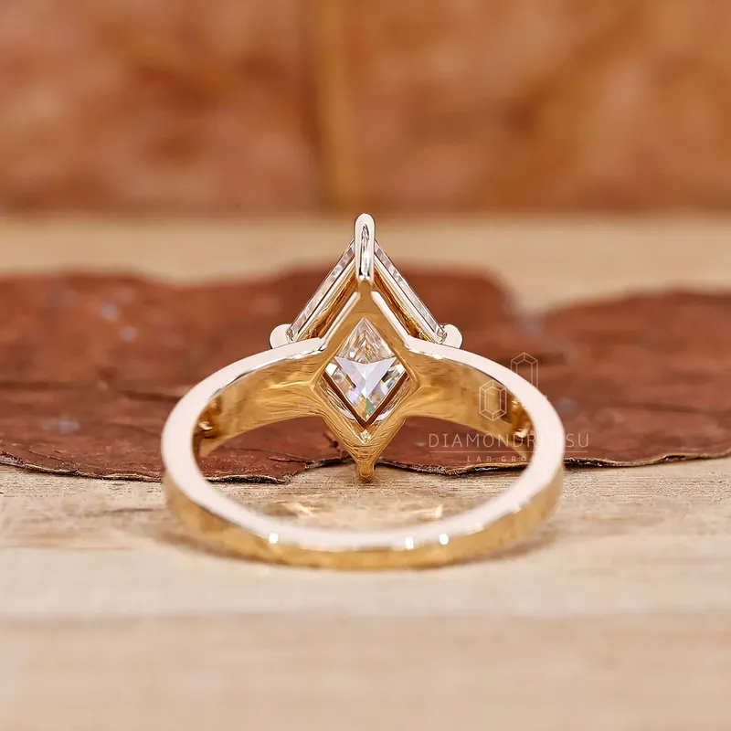 Lozenge Cut Diamond Solitaire Gold Engagement Ring vy 3