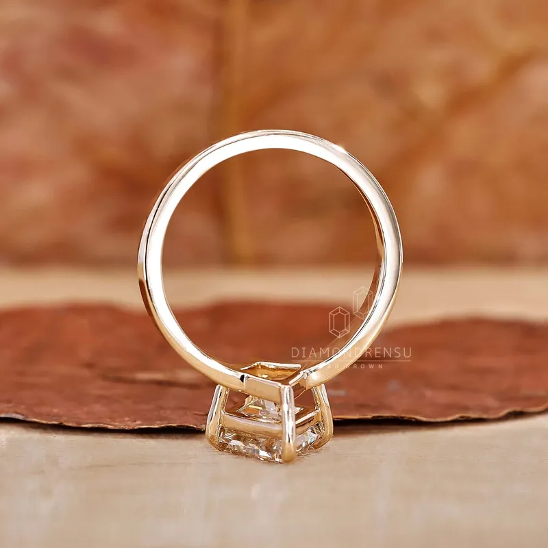 Lozenge Cut Diamond Solitaire Gold Engagement Ring vy 4