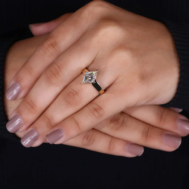 Lozenge Cut Diamond Solitaire Gold Engagement Ring vy 6
