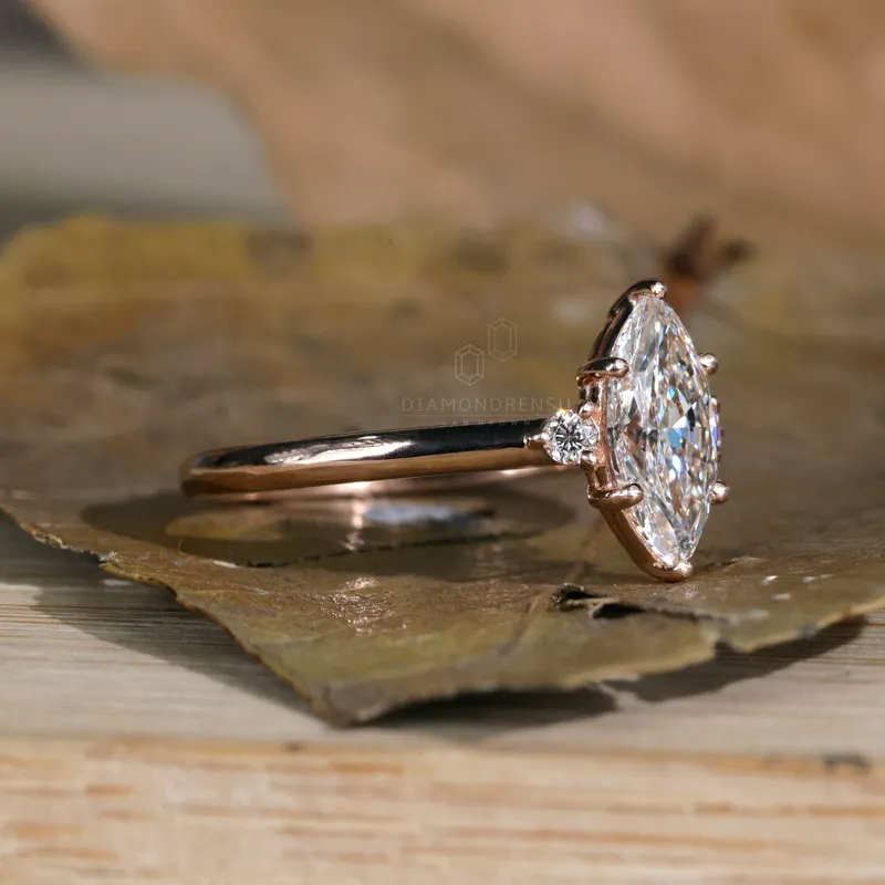 Marquise Cut Diamond Three Stones Engagement Ring, 1.08 TCW Lab Created Diamond Ring, Anniversary Gift Ring for Her vy 5