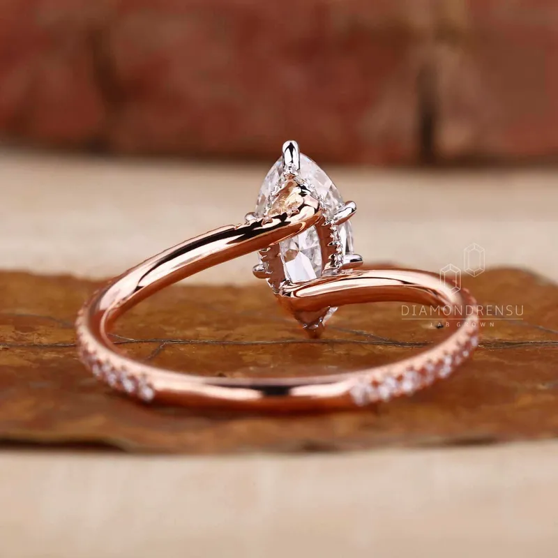 Marquise Cut Lab Grown Diamond Unique Pave Engagement Ring view 8
