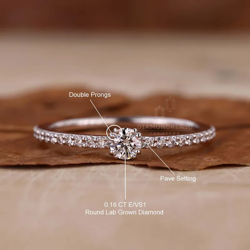 Minimalist Engagement Ring, Round Lab Grown Diamond Ring for Women vy 9