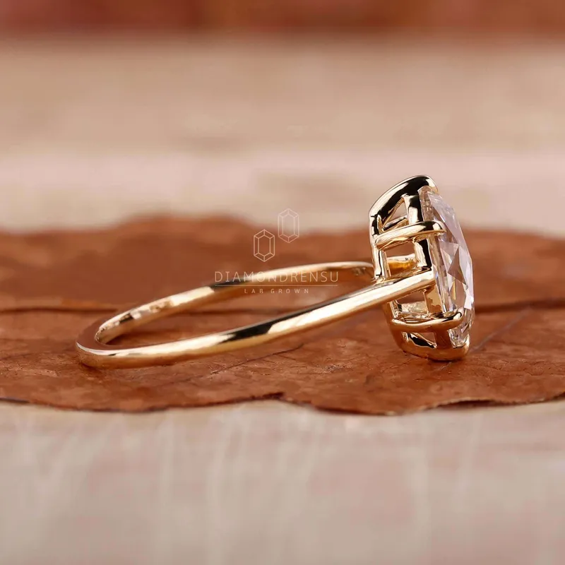 Moval Rose Cut Lab Grown Diamond Solitaire Engagement Ring vy 6