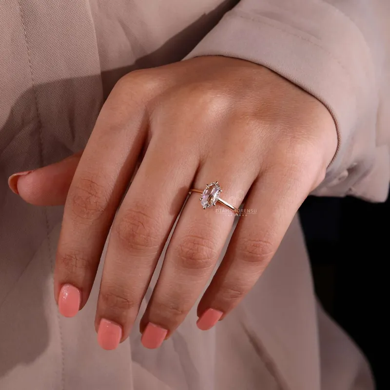 Moval Rose Cut Lab Grown Diamond Solitaire Engagement Ring vy 5