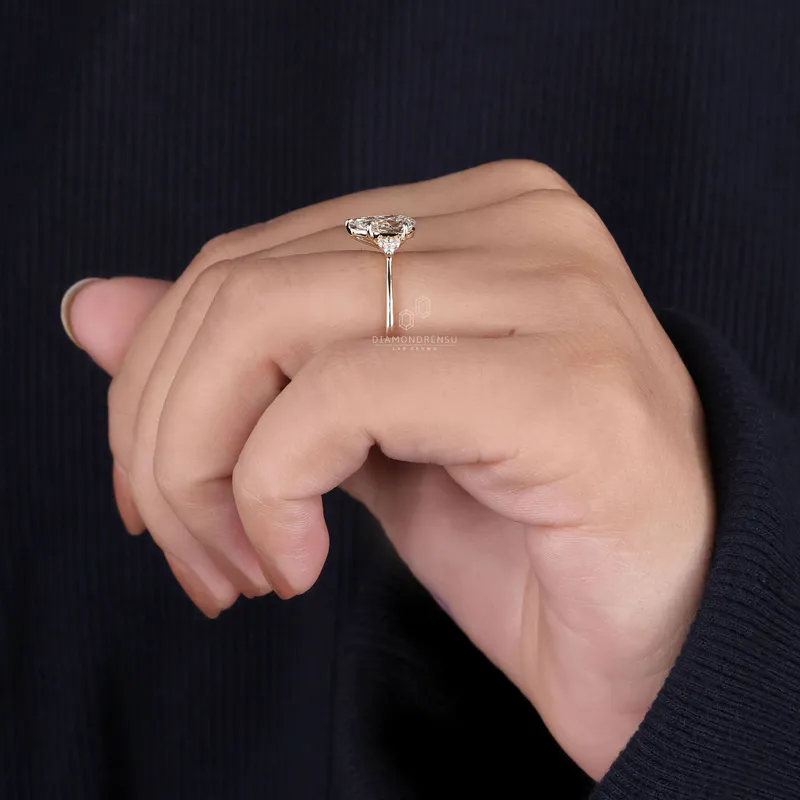 Muse Engagement Ring, 1.10 CT Pear Lab Grown Diamond Ring, 5 Prongs Setting vy 10
