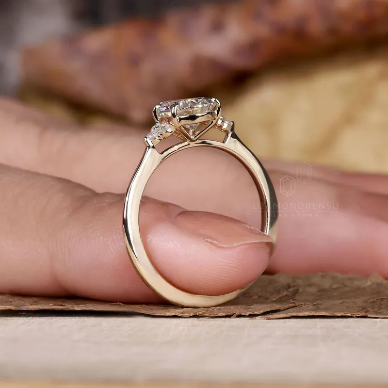Muse Engagement Ring, 1.10 CT Pear Lab Grown Diamond Ring, 5 Prongs Setting vy 2
